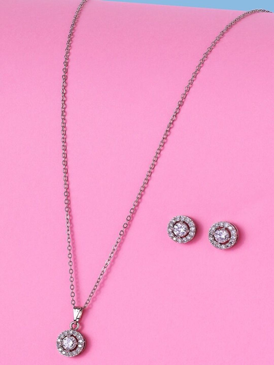 

Cierra Silver-Plated AD-Studded Jewellery Set