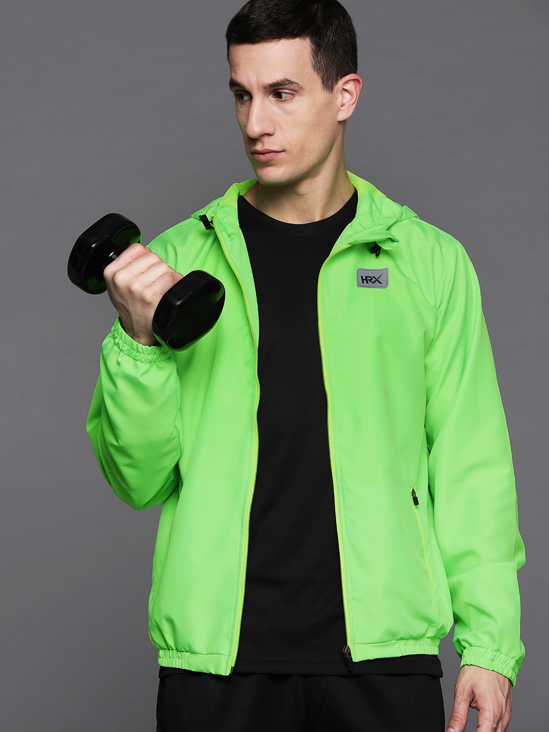 

HRX by Hrithik Roshan Men Windcheater Running Sporty Jacket, Fluorescent green