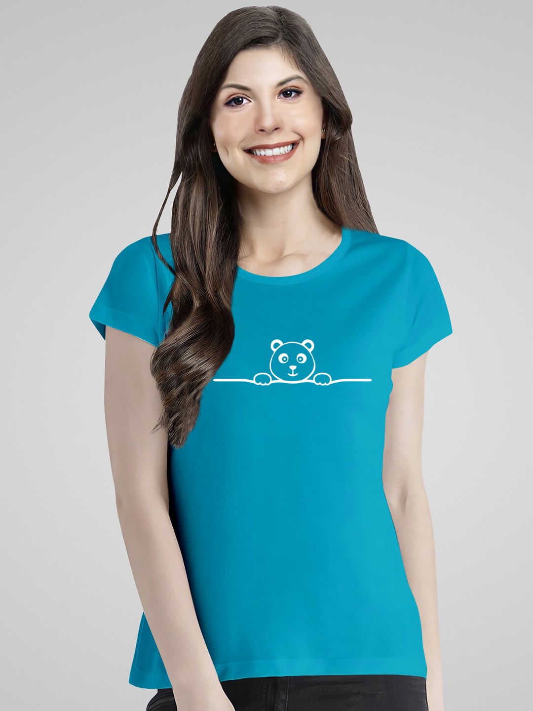 

Pootlu Hello Panda Printed Cotton Casual T-shirt, Blue