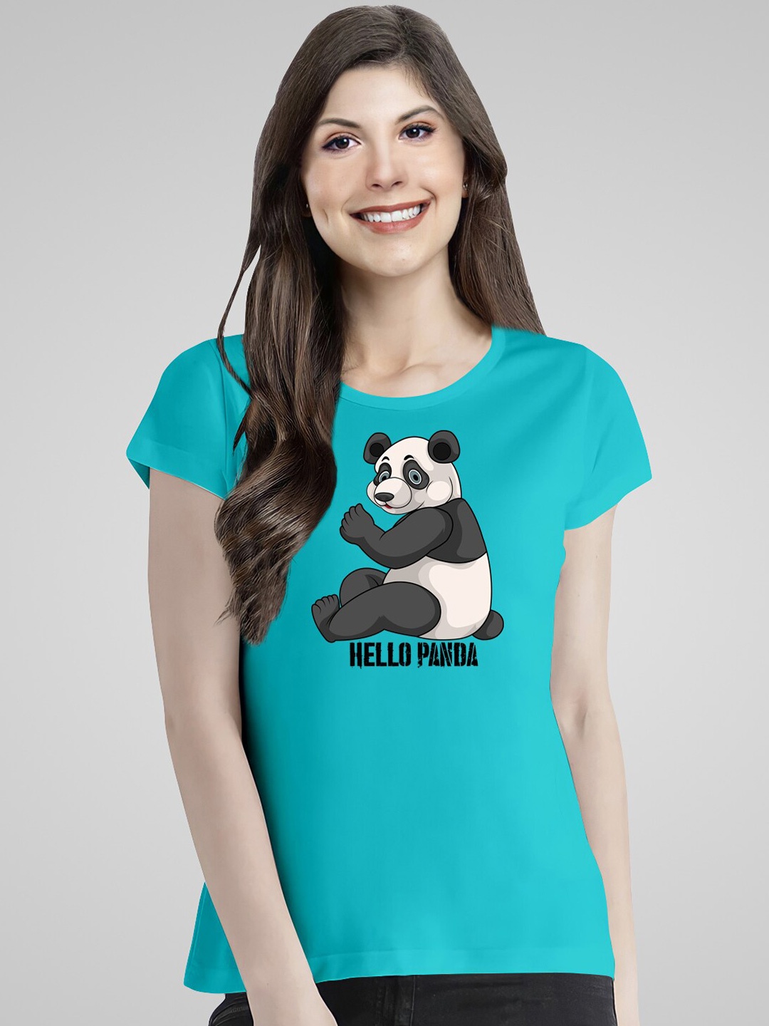

Pootlu Hello Panda Printed Cotton Casual T-shirt, Blue