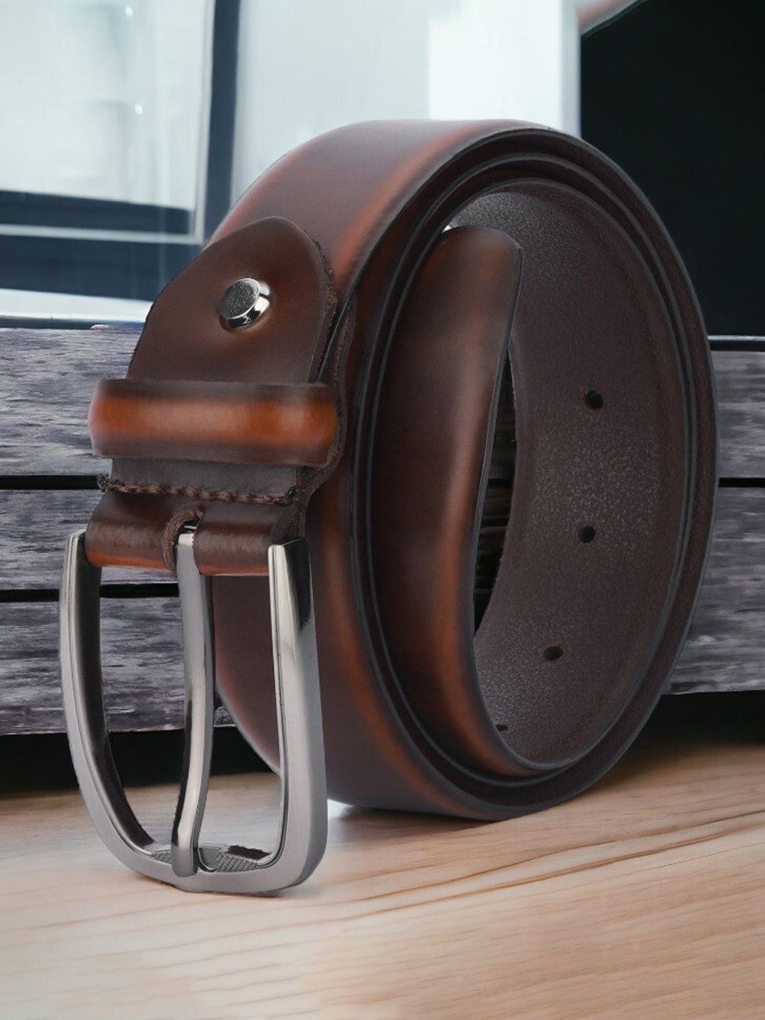 

The Roadster Lifestyle Co. Men Formal Solid Leather Belt, Brown