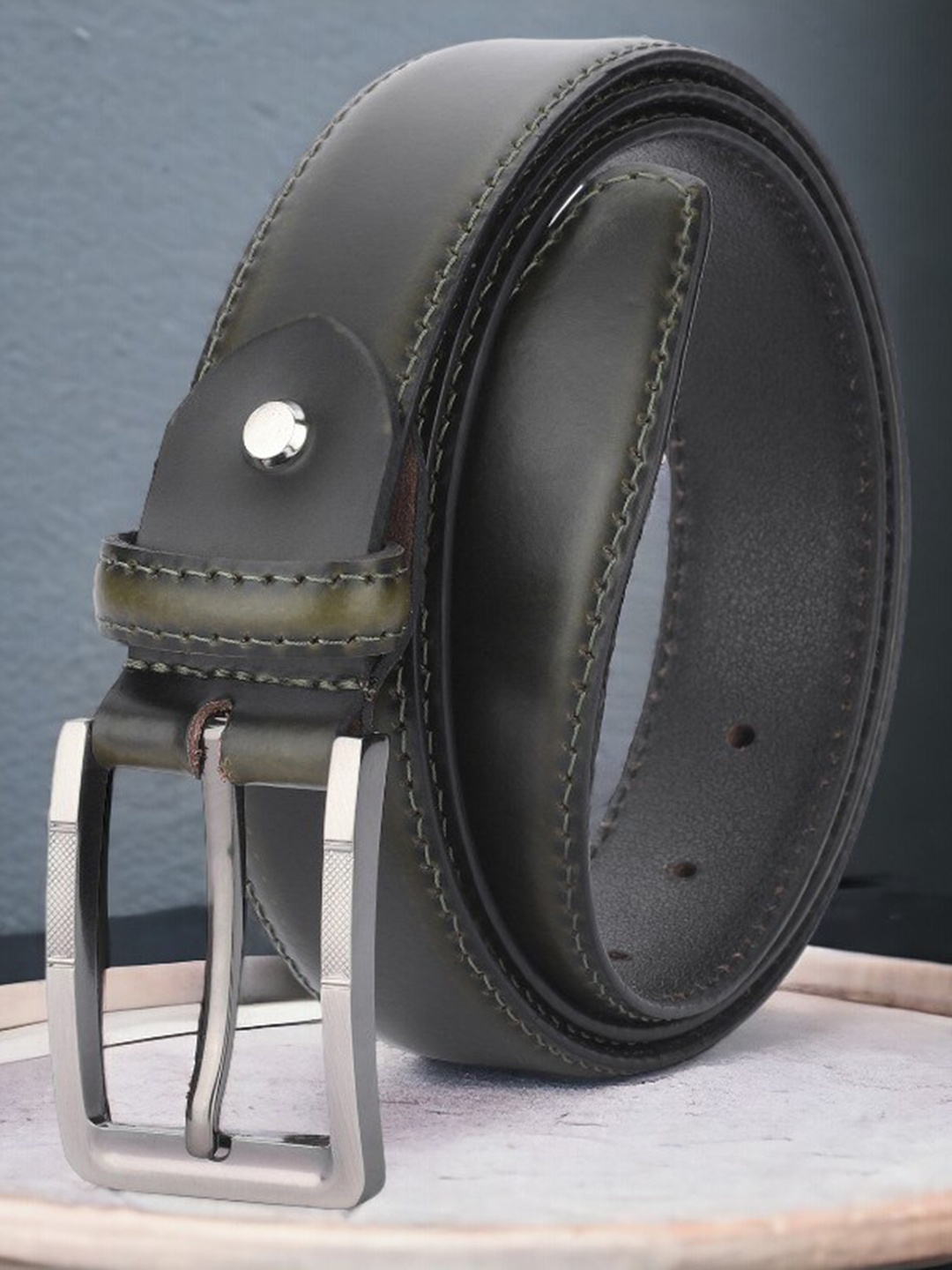 

The Roadster Lifestyle Co. Men Formal Solid Leather Belt, Green