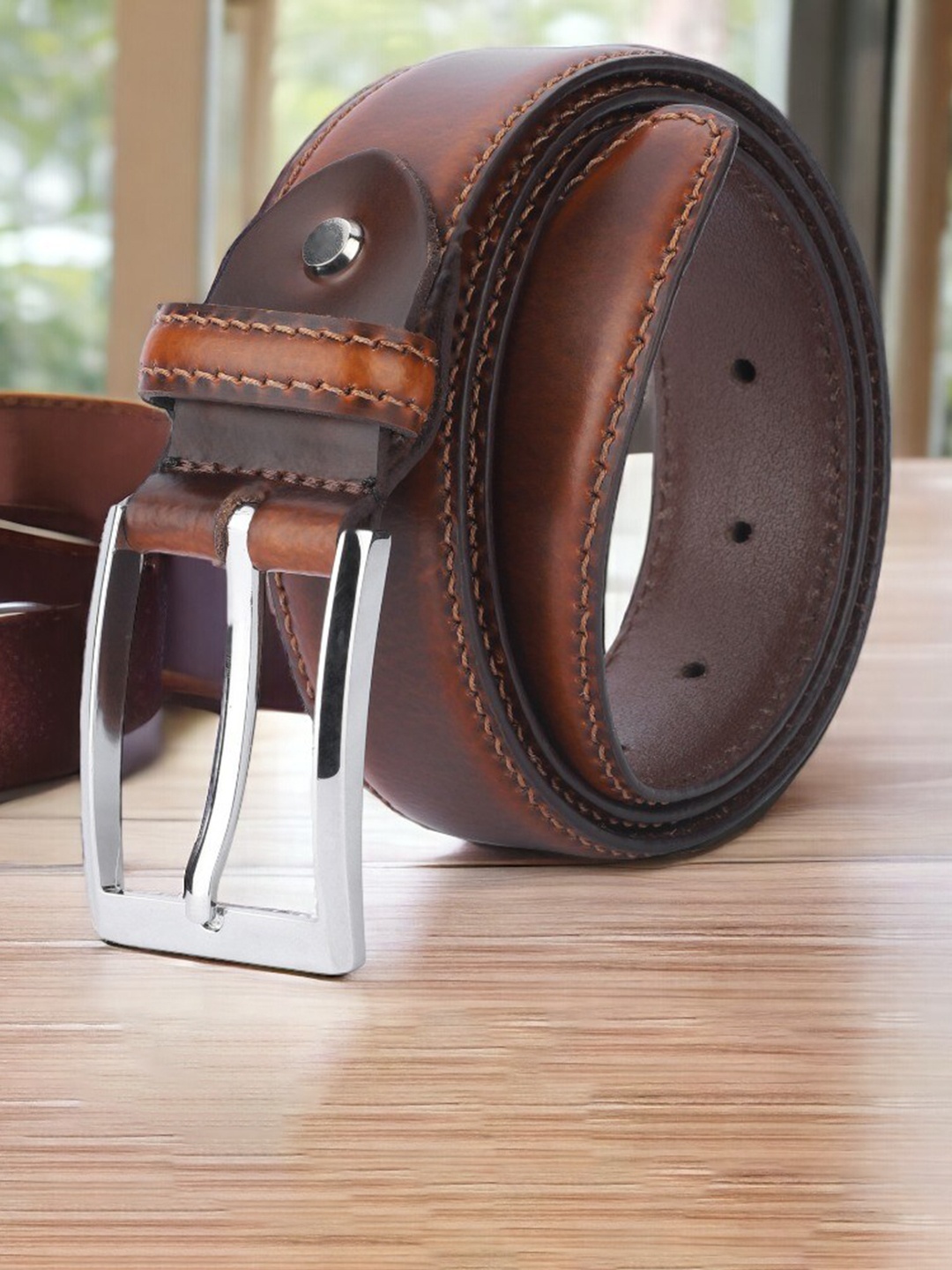 

The Roadster Lifestyle Co. Men Formal Solid Leather Belt, Brown