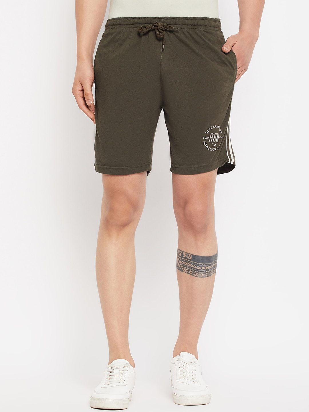 

Duke Men Mid-Rise Cotton Shorts, Green