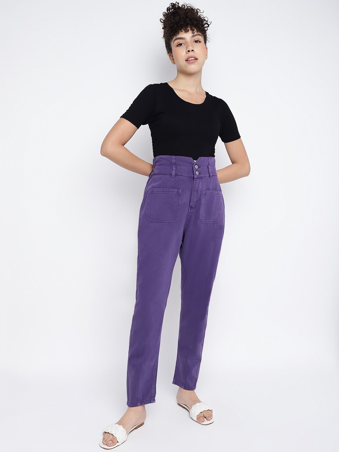 

TALES & STORIES Women High-Rise Clean Look Denim Jeans, Purple