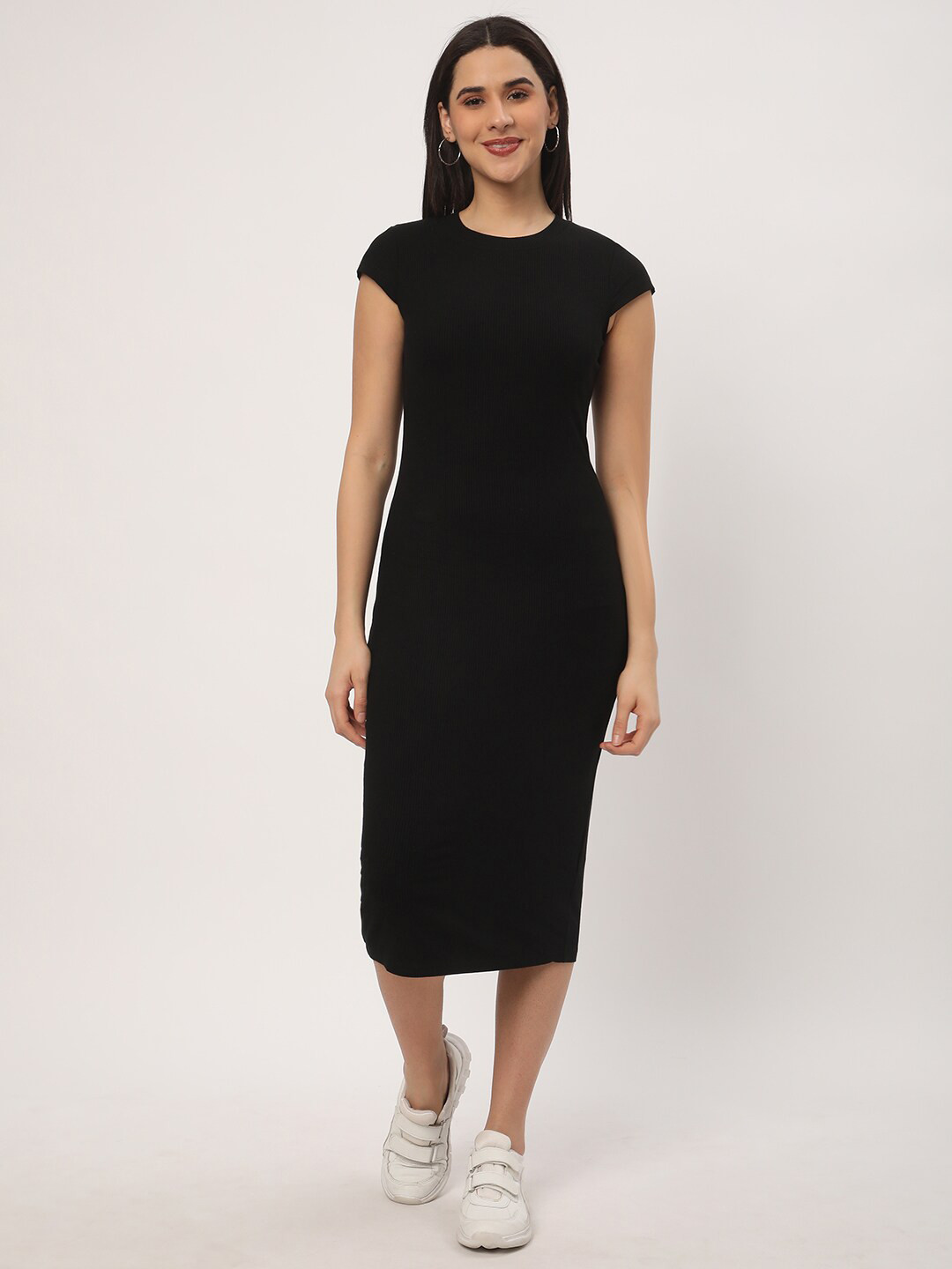 

R&B Round Neck Bodycon Dress, Black