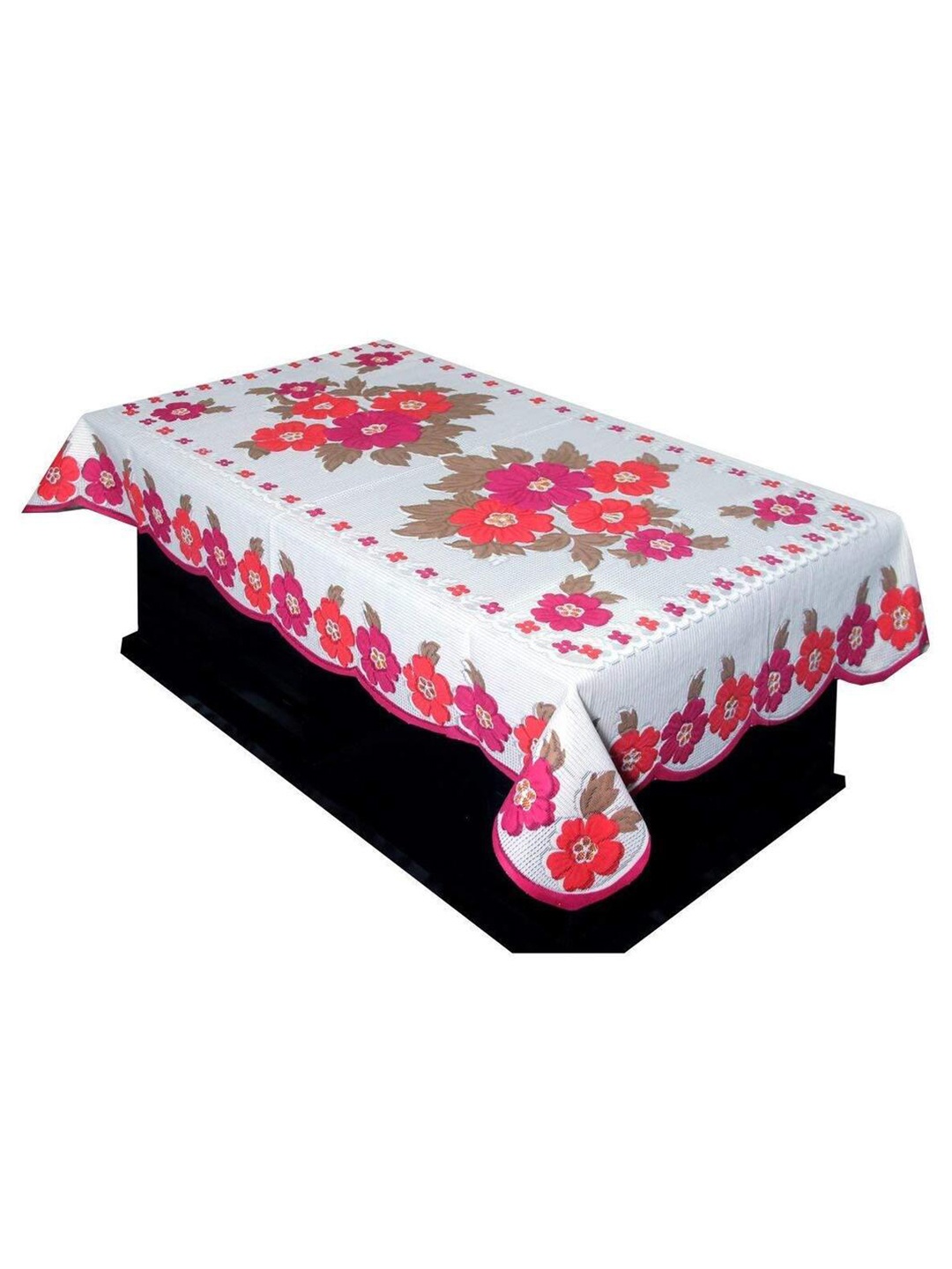 

CASA-NEST Pink and White Floral Printed 4-Seater Table Cover