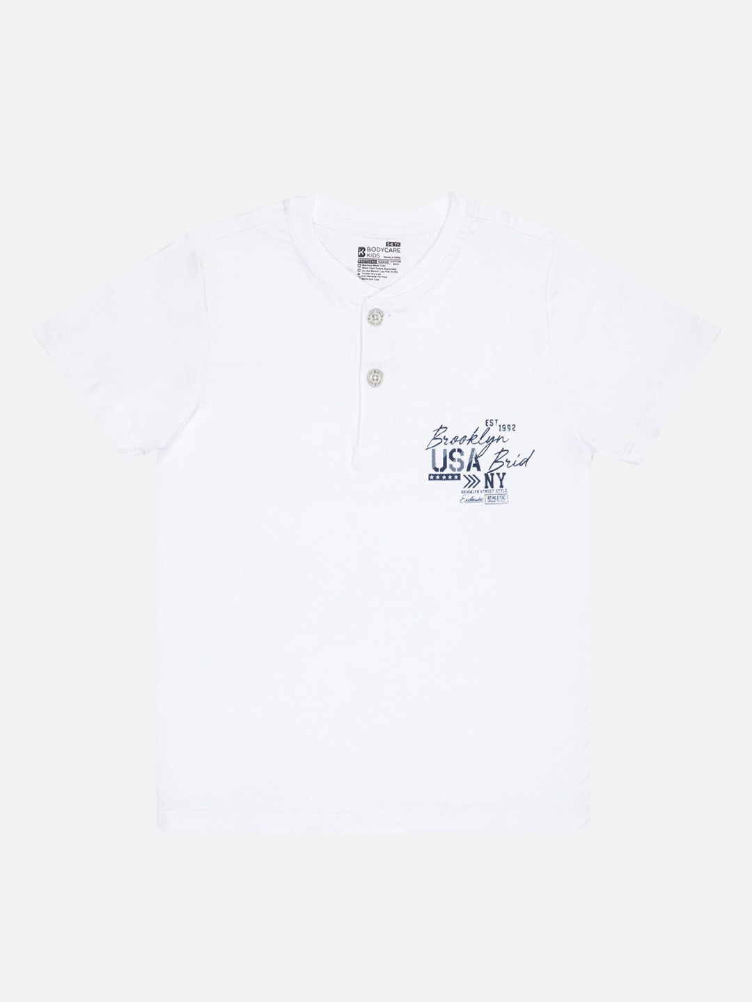 

Bodycare Boys Graphic Printed Cotton Raw Edge T-shirt, White