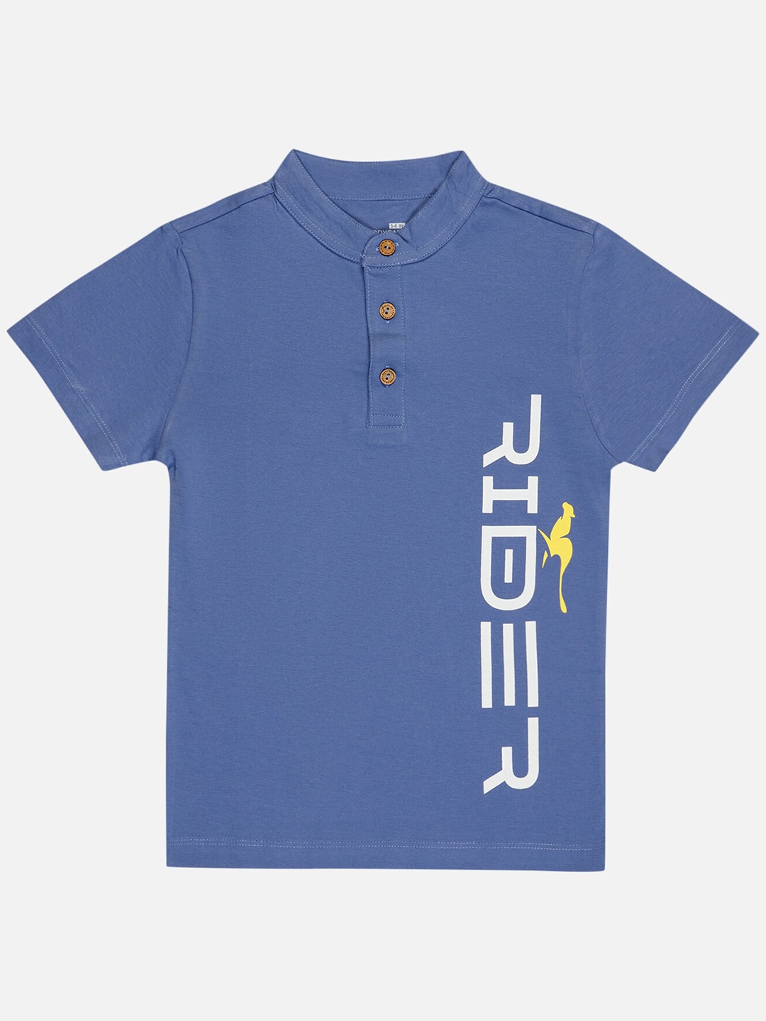 

Bodycare Boys Typography Printed Mandarin Collar Cotton T-shirt, Lavender