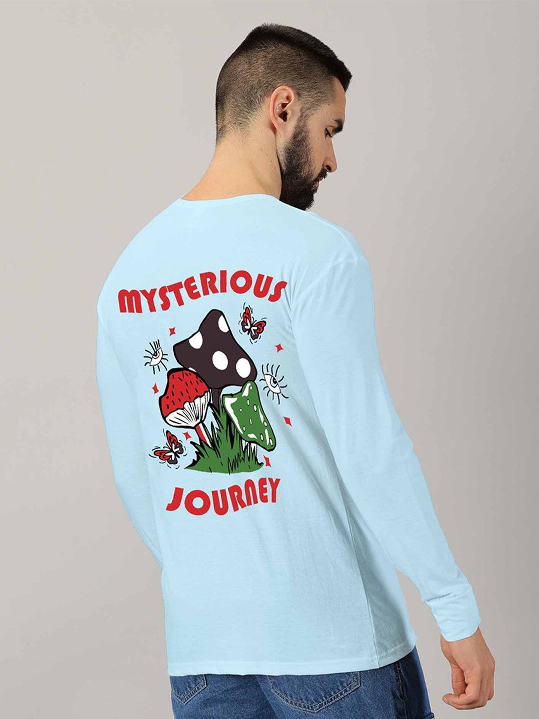 

AUSK Graphic Printed Round neck Long Sleeves Cotton T-shirt, Sea green