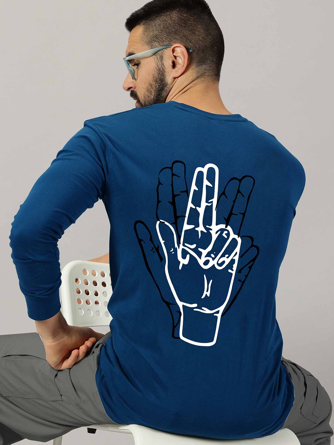 

AUSK Graphic Printed Round Neck Long Sleeves Cotton T-shirt, Teal