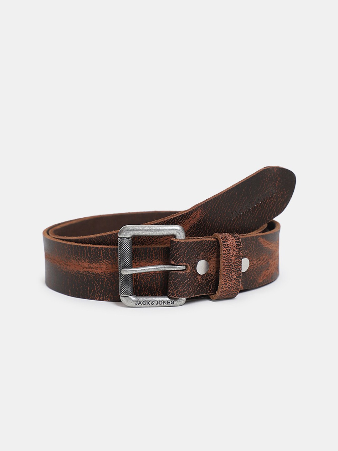

Jack & Jones Men Textured Leather Belt, Brown