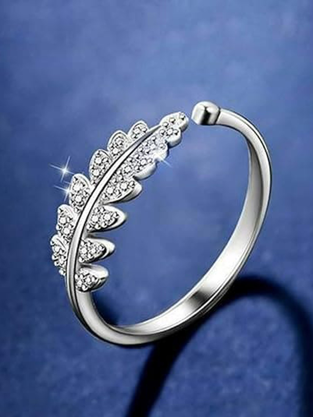 

Vighnaharta Set Of 2 Rhodium-Plated CZ Studded Finger Rings, Silver