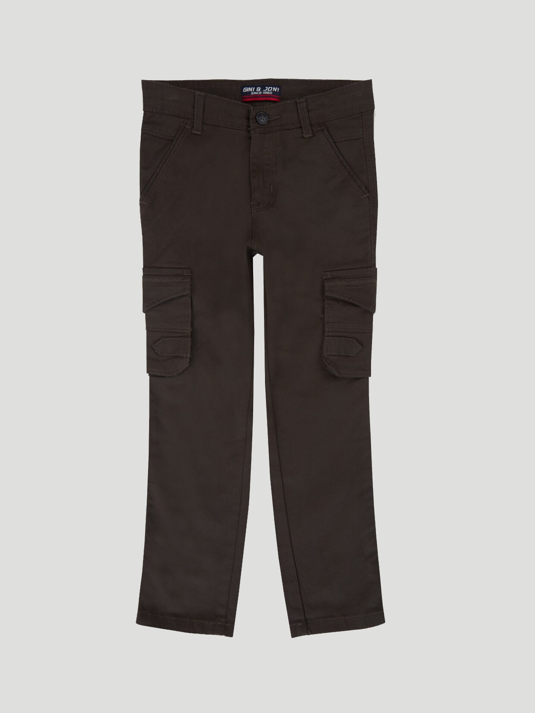 

Gini and Jony Boys Mid-Rise Cotton Cargos, Olive