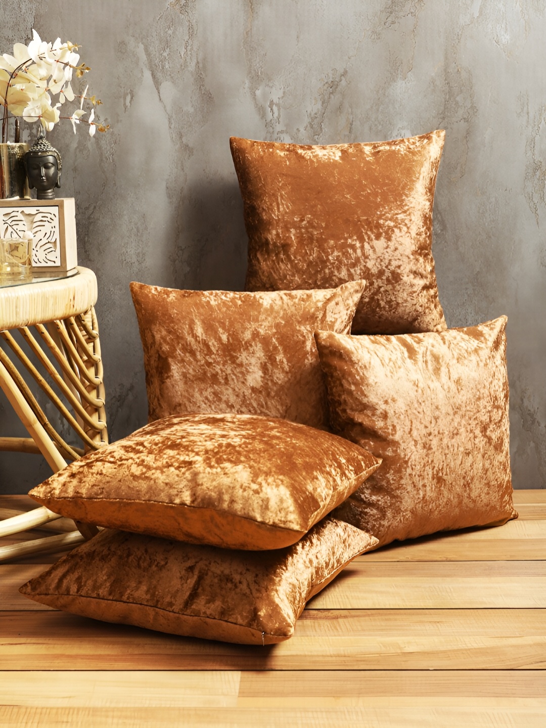 

ROMEE Beige 5Pcs Square Cushion Covers