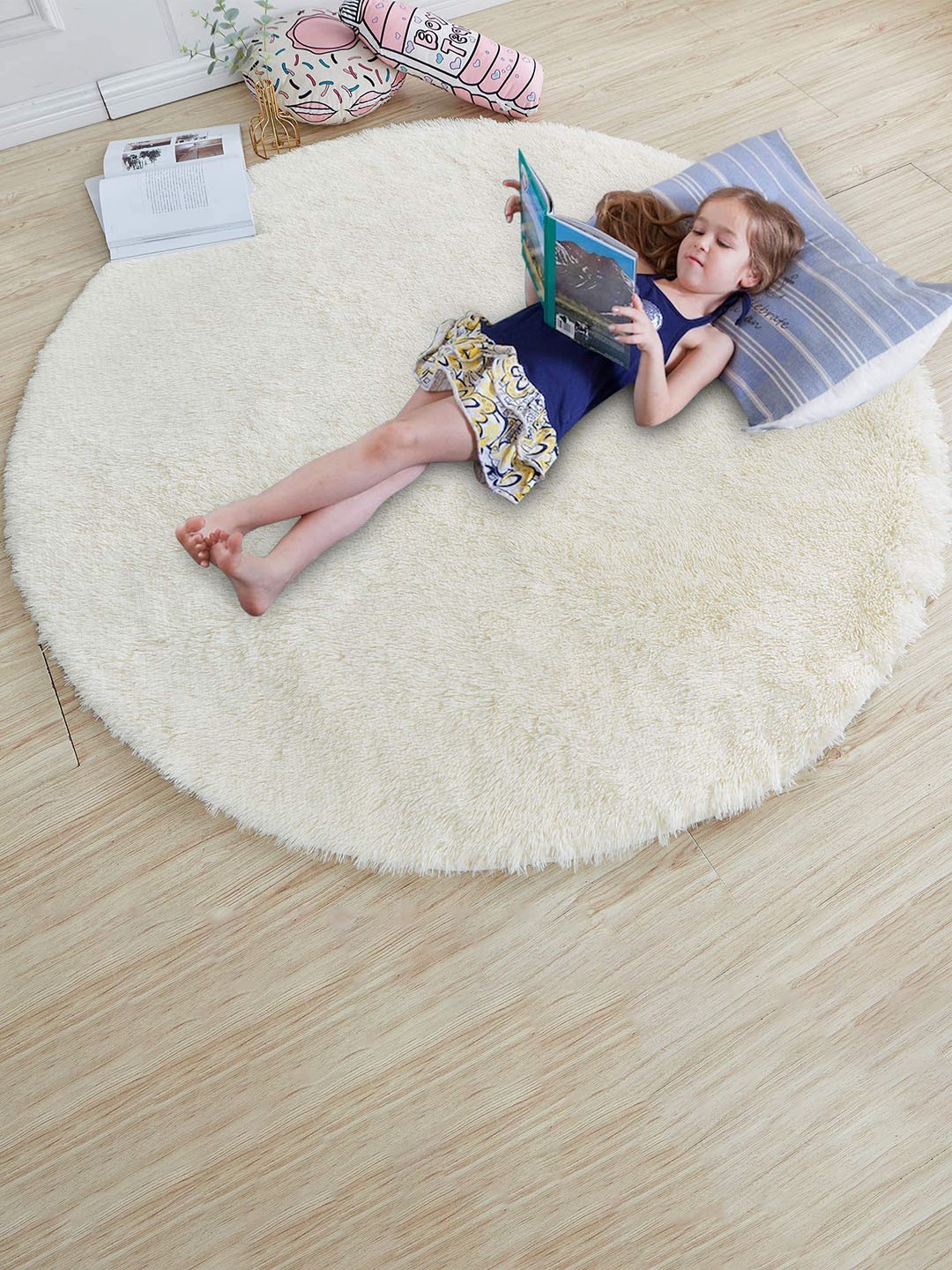 

AaHo Decor Cream Anti-Skid Round Floor Mat