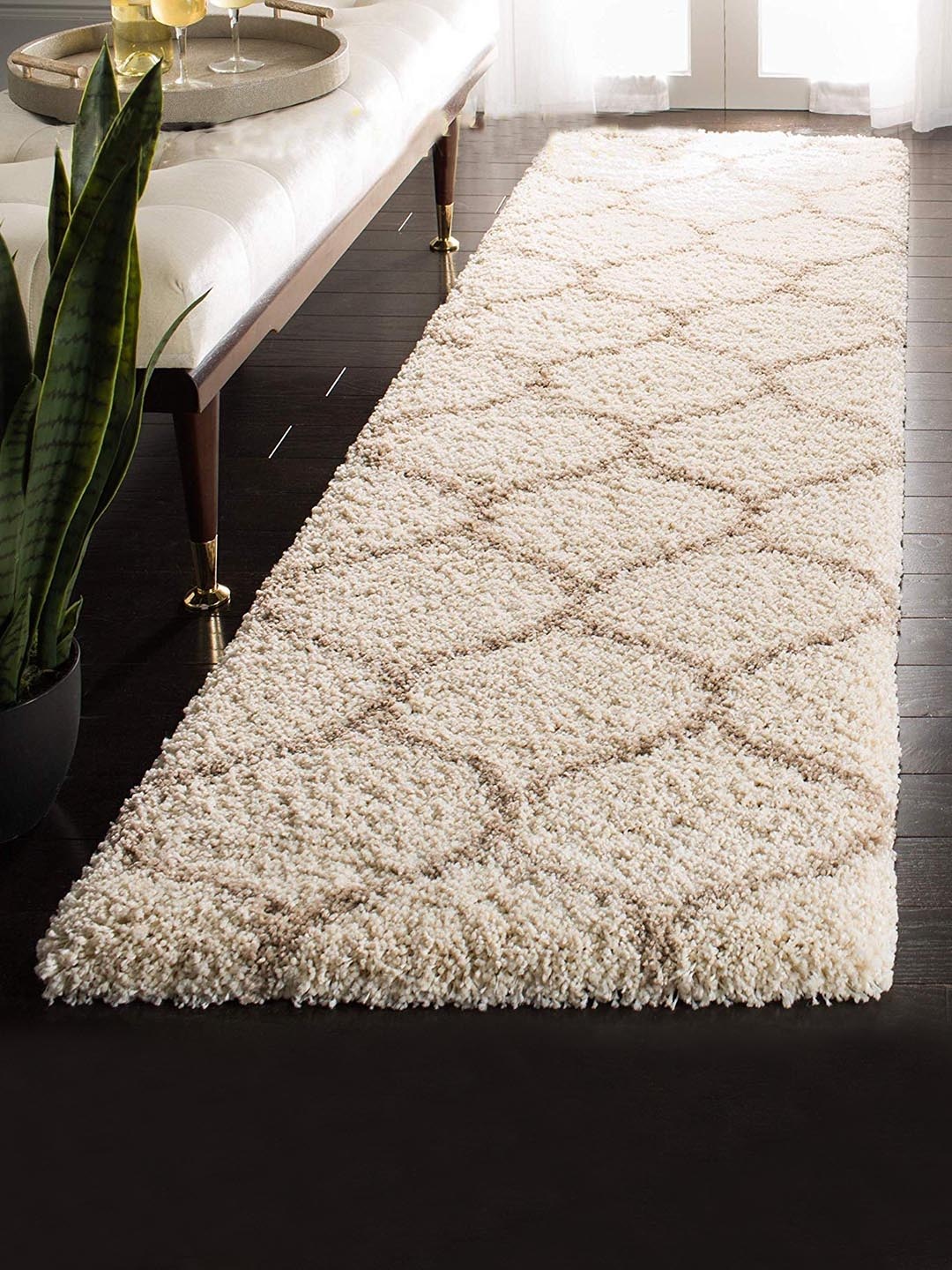 

AaHo Decor Cream Anti-Skid Shaggy Rectangular Carpet