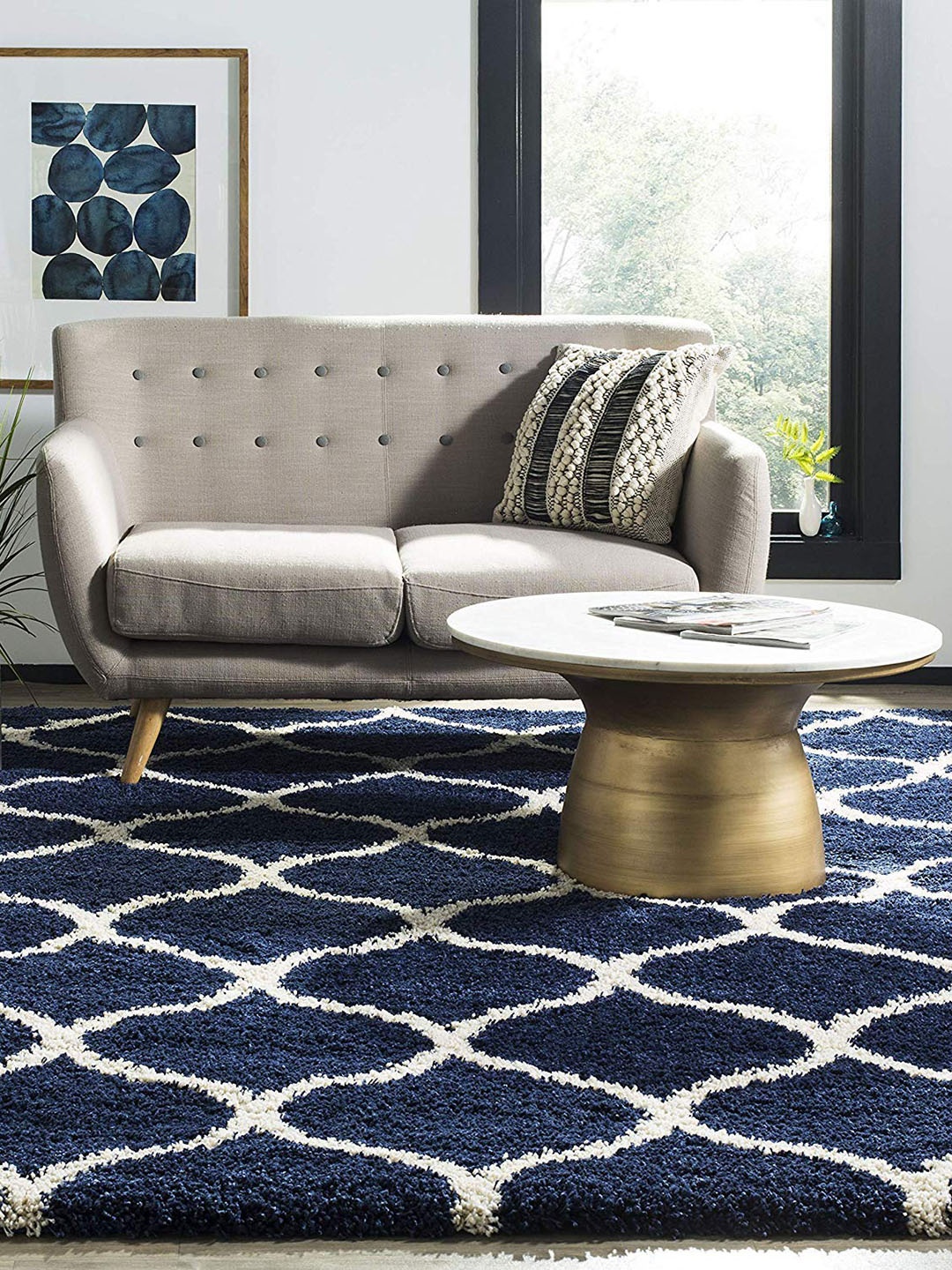 

AaHo Decor Blue & White Woolen Traditional Carpets