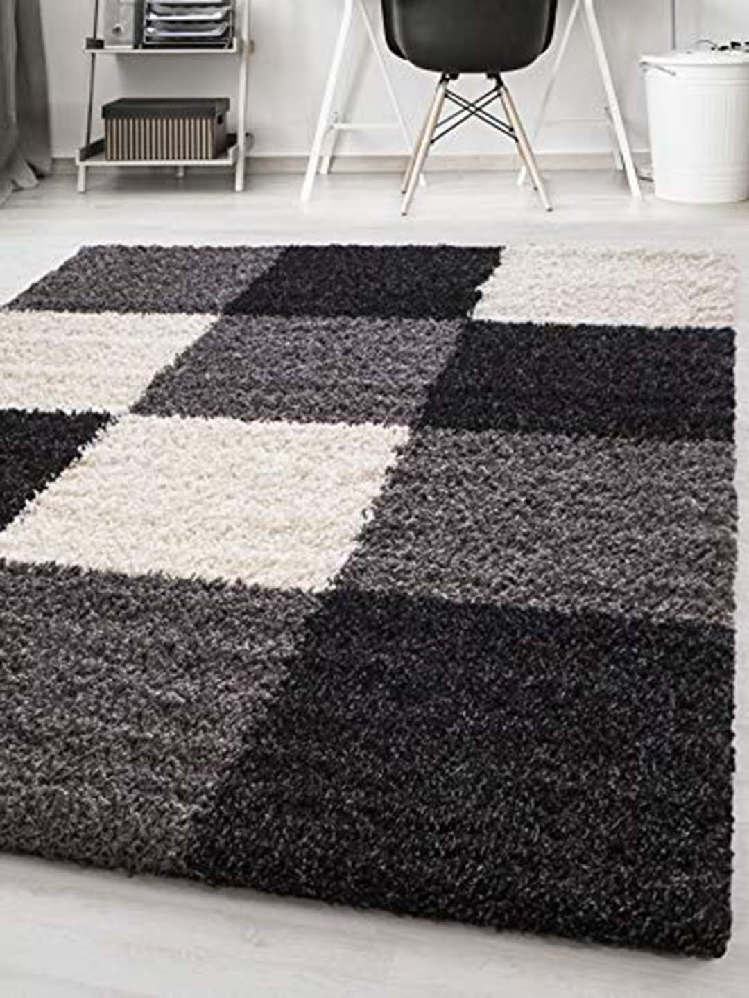 

AaHo Decor Black & White Geometric Shaggy Carpets