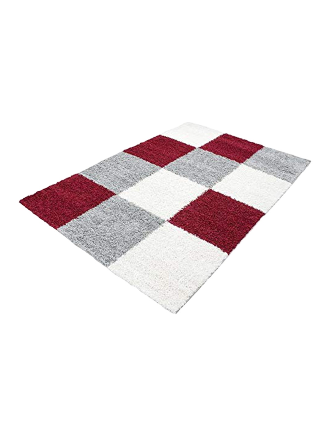 

AaHo Decor White & Maroon Geometric Printed Shaggy Carpets