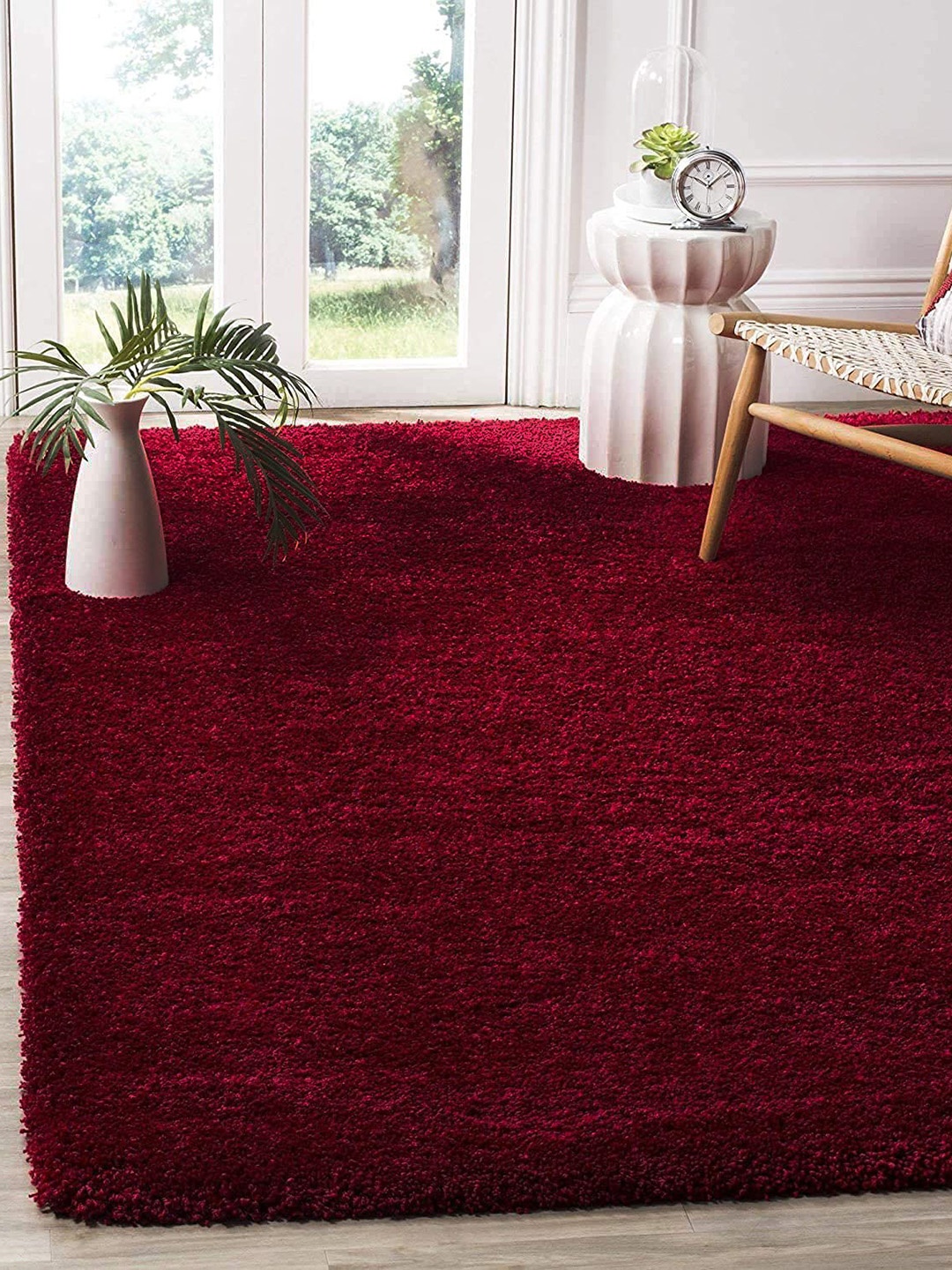 

AaHo Decor Woolen Soft Coir Shaggy Carpets Runner, Red