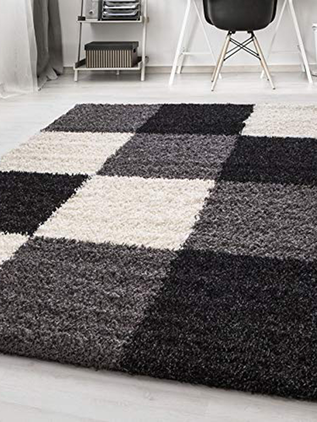 

AaHo Decor Black & White Geometric Shaggy Carpets