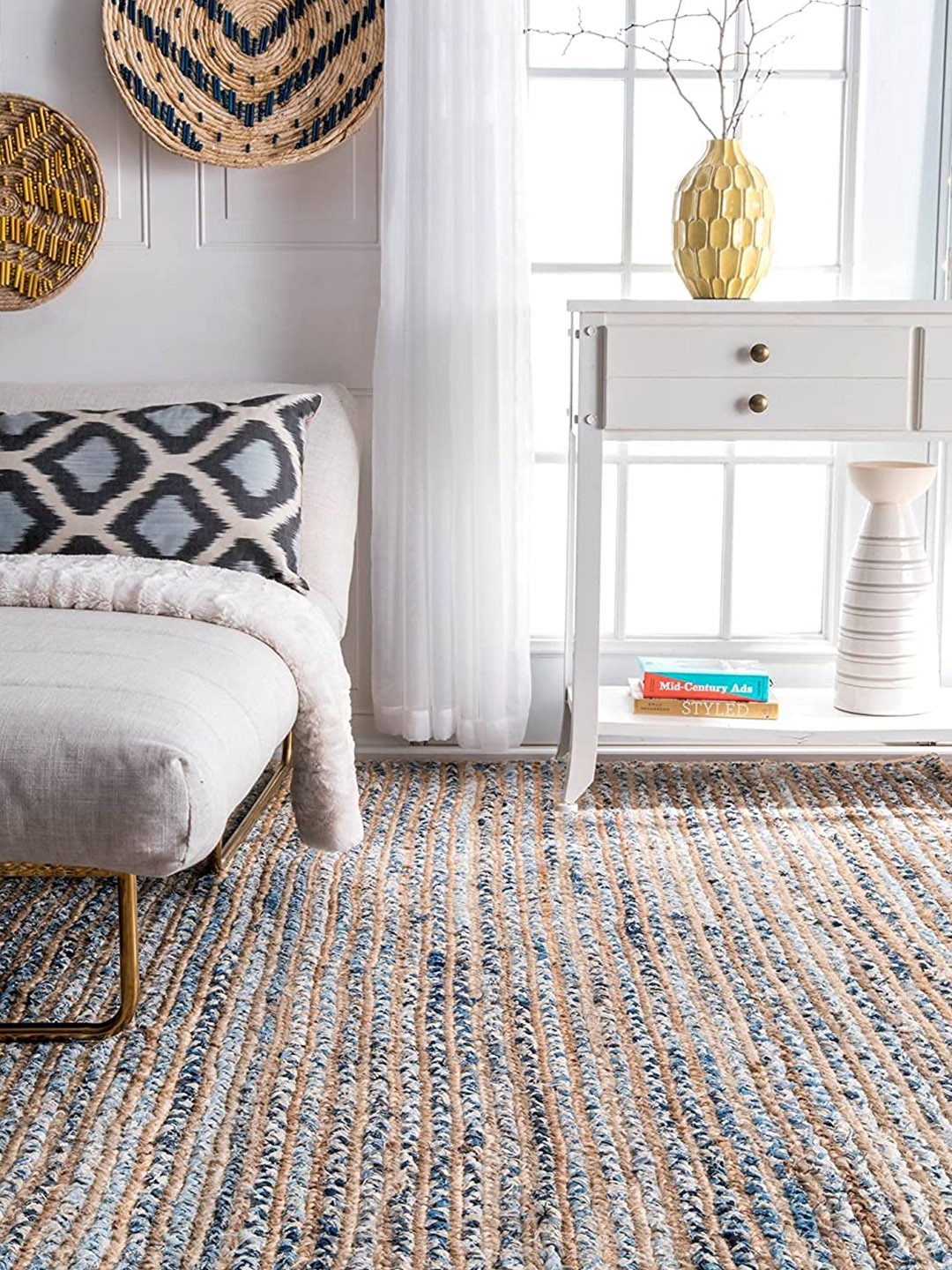 

AaHo Decor Brown & Blue Jute Carpets