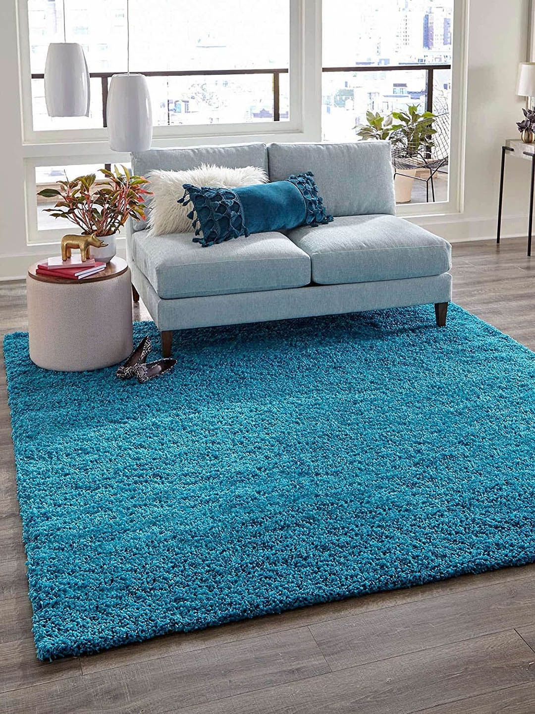 

AaHo Decor Blue Woolen Shaggy Runner Carpets