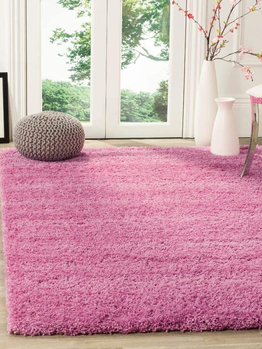 

AaHo Decor Pink Woolen Soft Coir Shaggy Runner Carpet