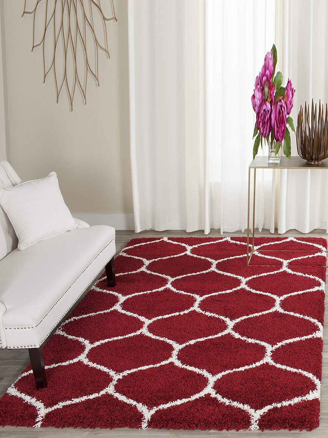 

AaHo Decor Red Anti Slip California Woolen Carpet