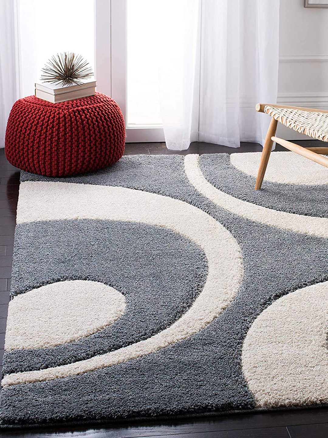 

AaHo Decor Grey and Off-White Soft Woolen Rug Carpet