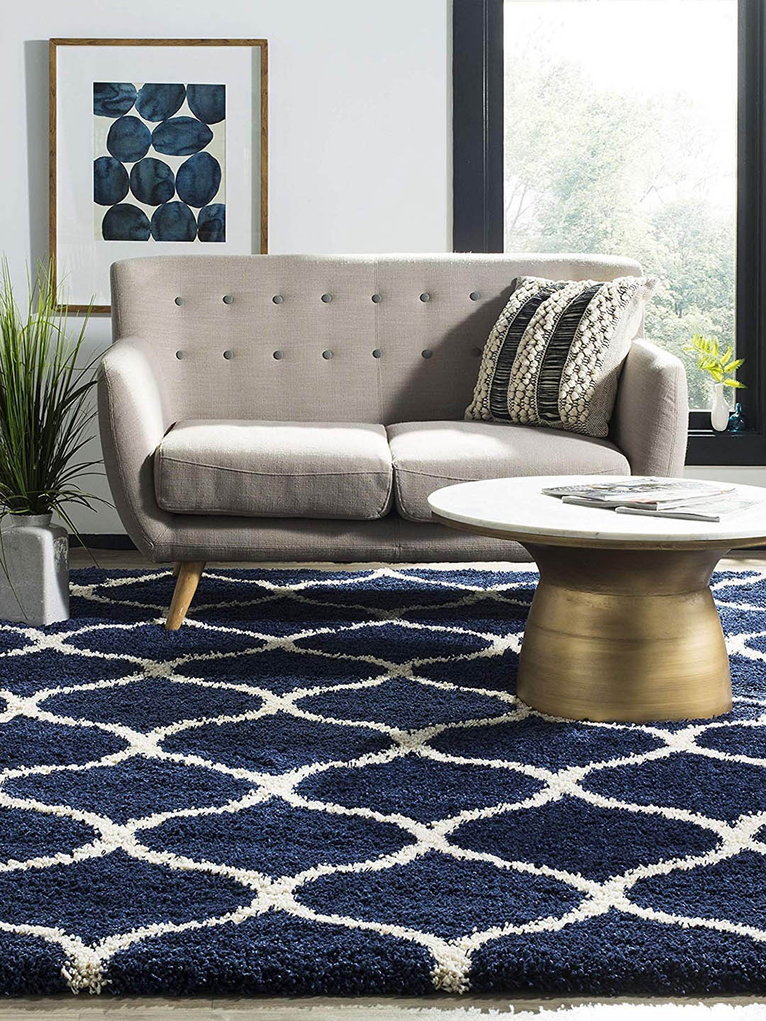 

AaHo Decor Blue Shaggy California Woolen Carpet