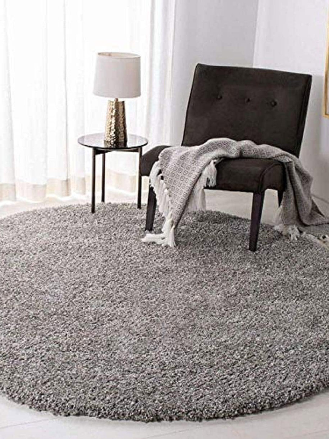 

AaHo Decor Silver Round Carpet Shaggy Rug