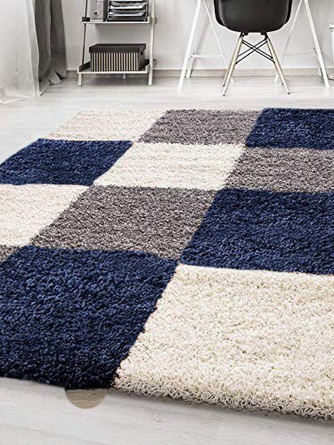 

AaHo Decor Blue & white Shaggy Carpets