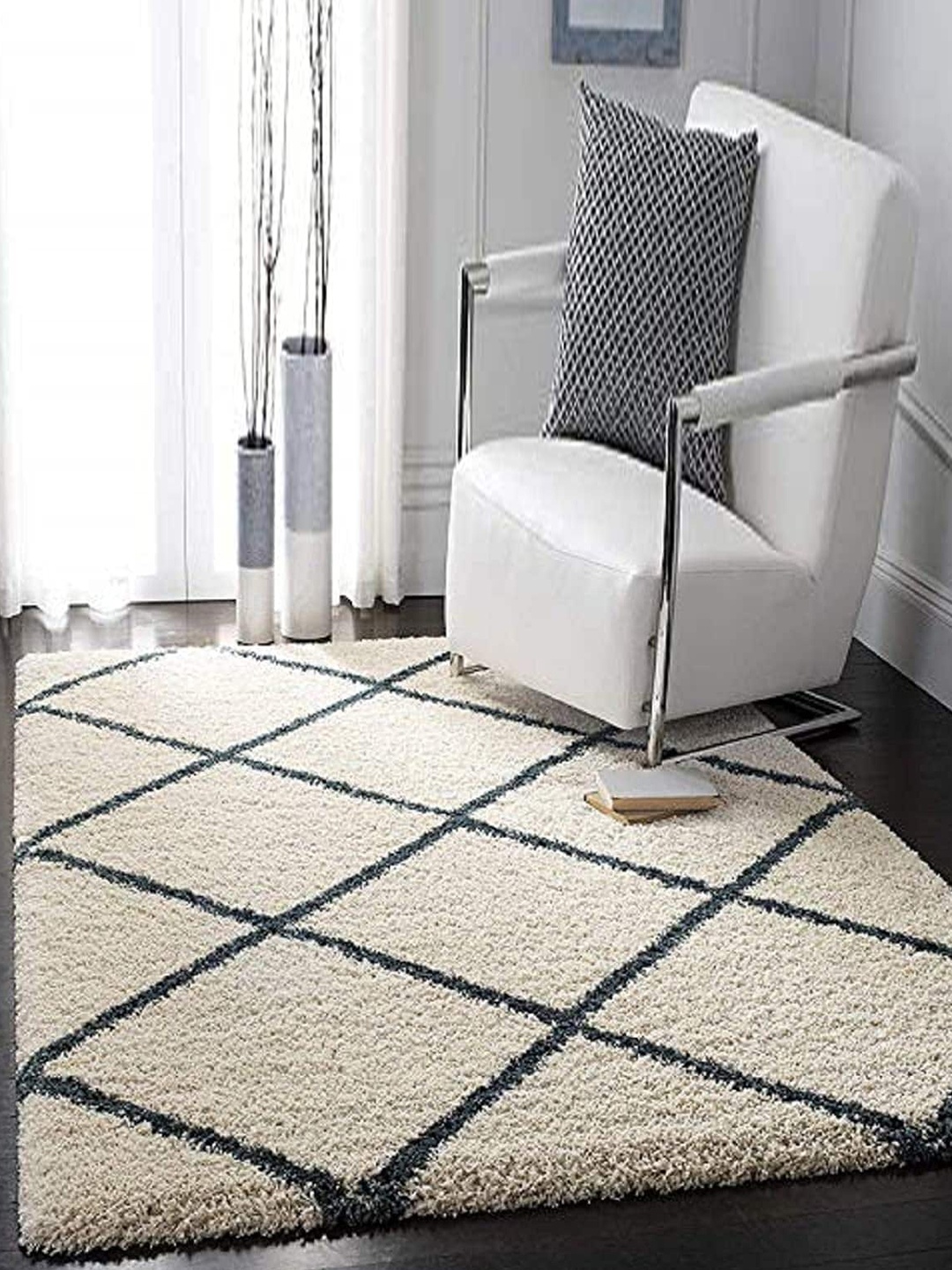

AaHo Decor Cream Soft Shaggy Woolen Carpet