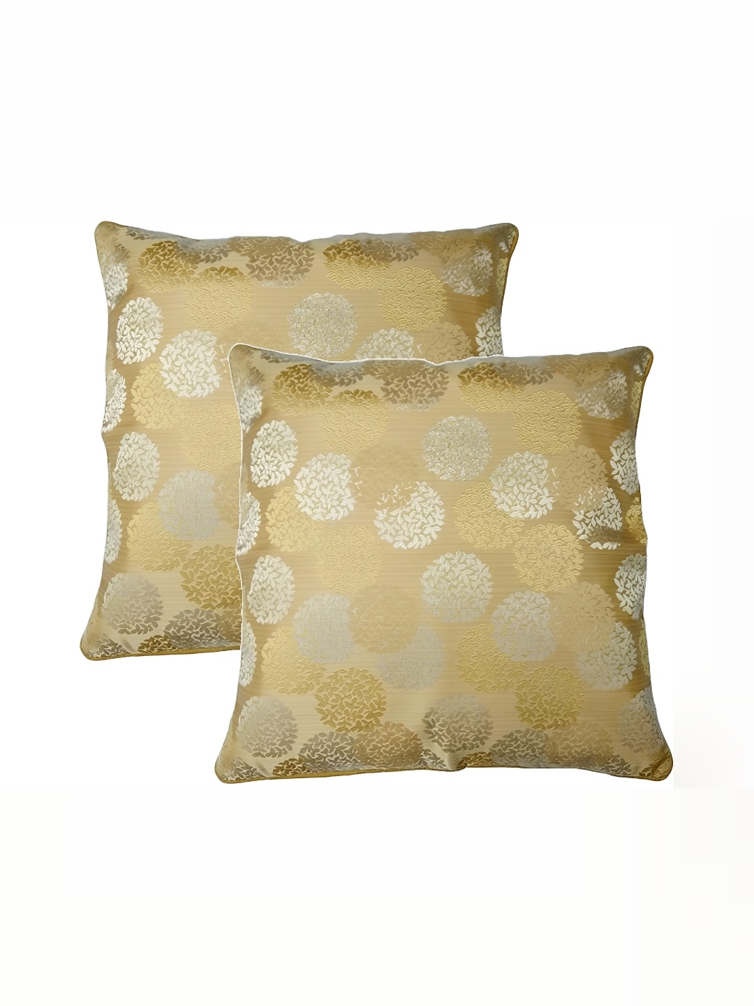 

MONKDECOR Gold-Toned & Silver-Toned 2Pcs Ethnic Motifs Square Cushion Covers