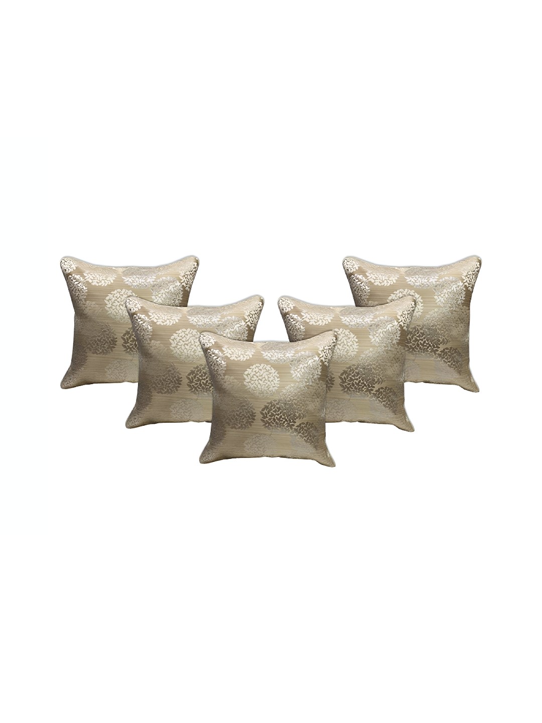 

MONKDECOR Cream & Gold-Toned 5Pcs Ethnic Motifs Square Cushion Covers