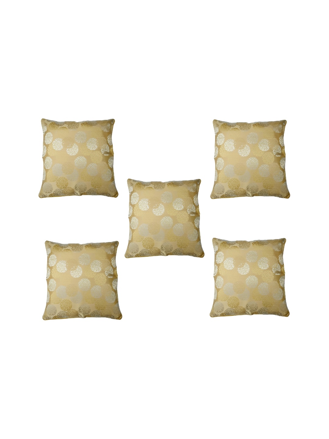 

MONKDECOR Gold-Toned & Silver-Toned Set of 5 Floral Square Cushion Covers