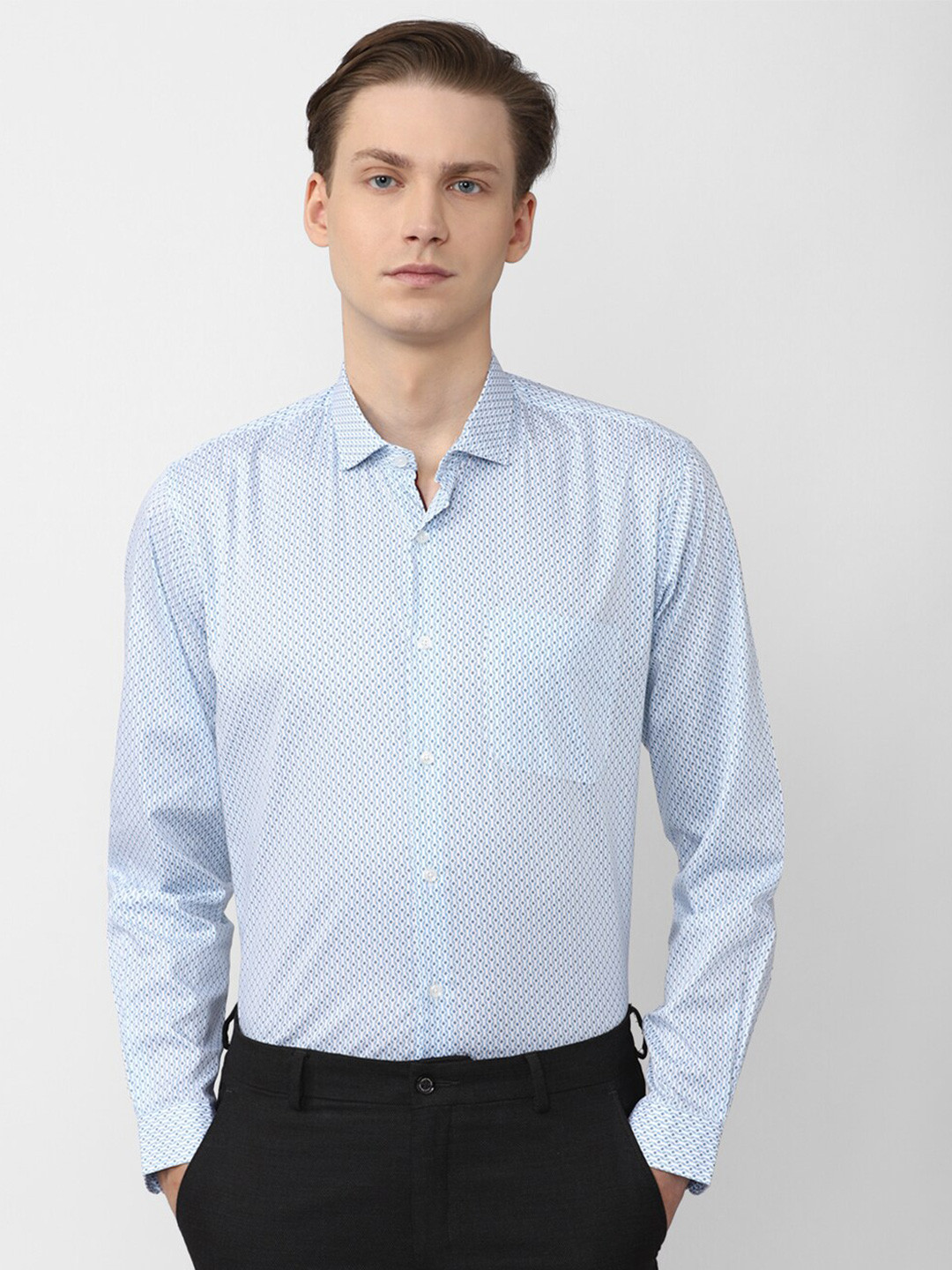 

Peter England Opaque Printed Formal Cotton Shirt, Blue