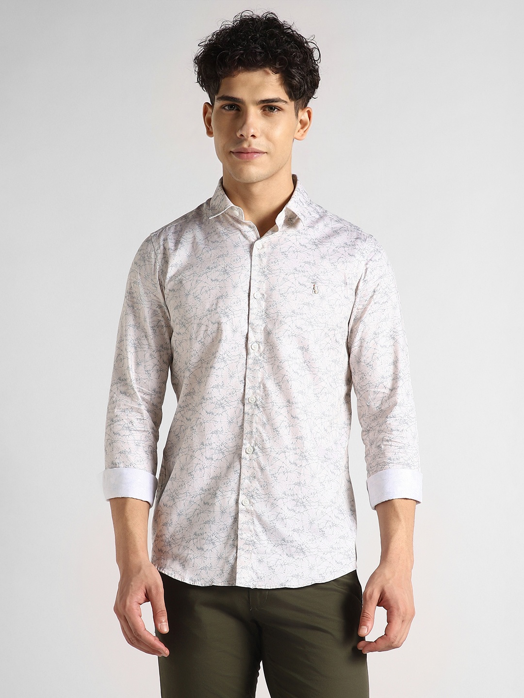 

SIMON CARTER LONDON Men Slim Fit Floral Opaque Printed Casual Shirt, Cream