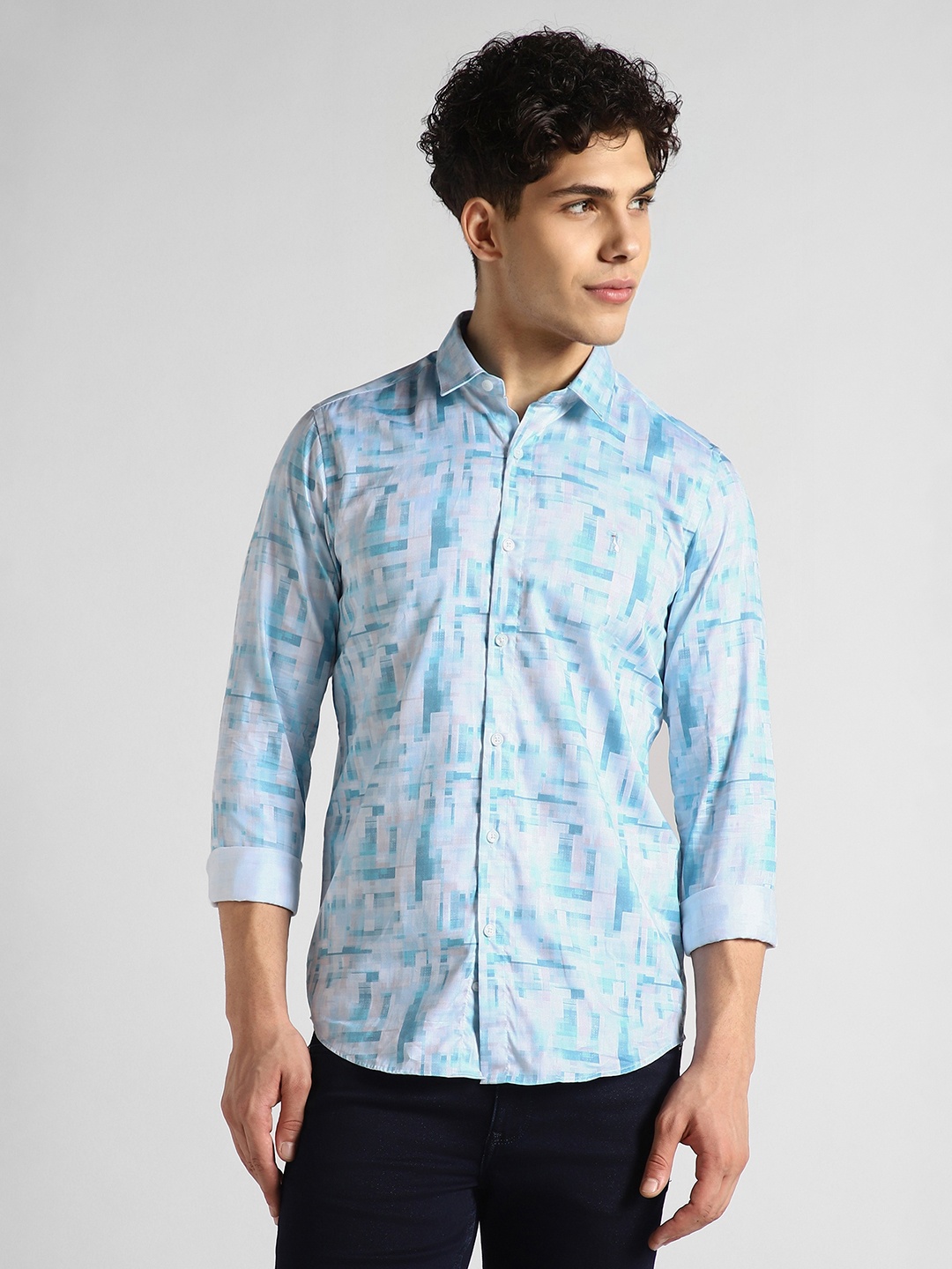 

SIMON CARTER LONDON Men Slim Fit Opaque Printed Casual Shirt, Blue