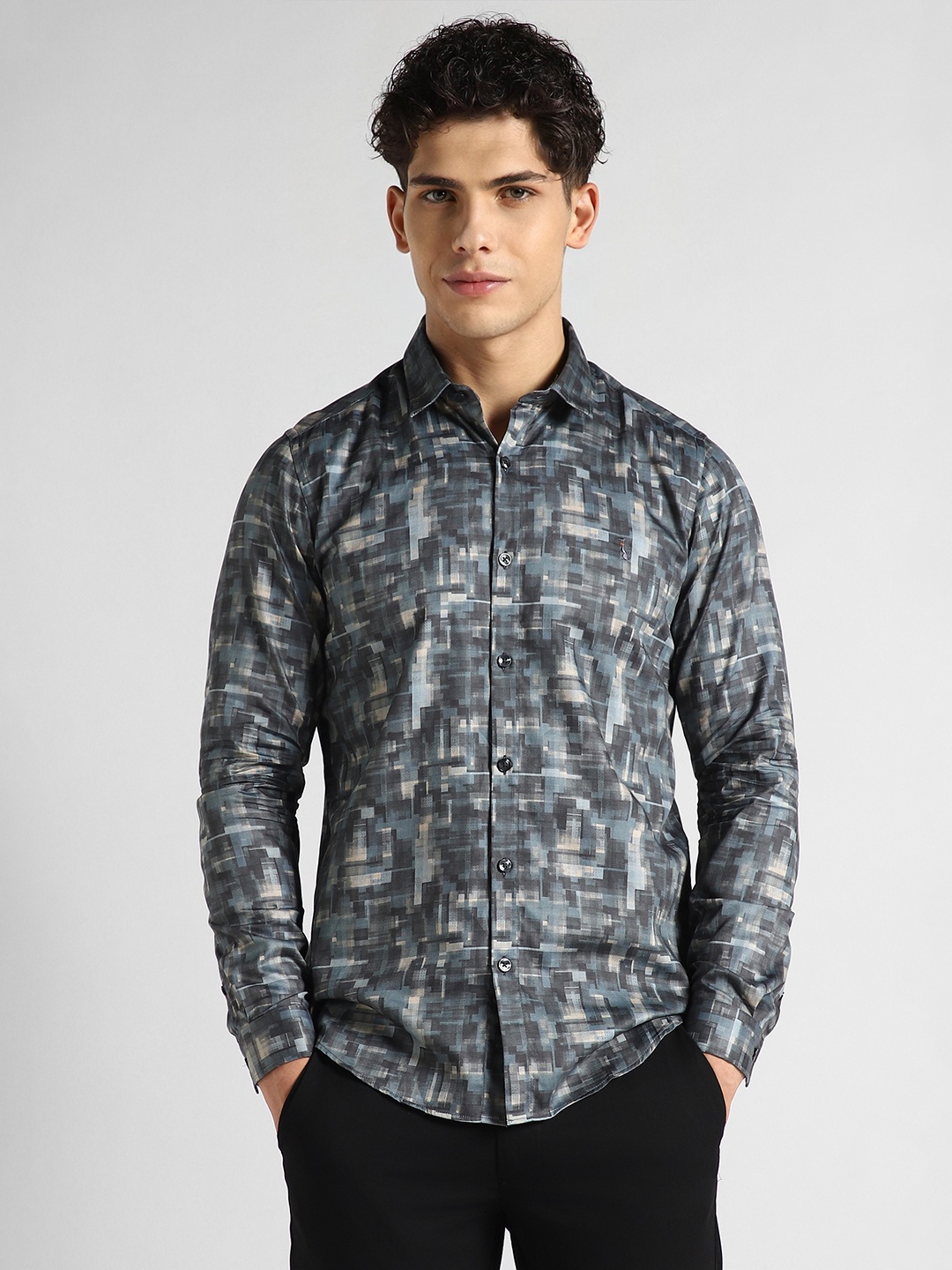 

SIMON CARTER LONDON Men Slim Fit Opaque Printed Casual Shirt, Grey