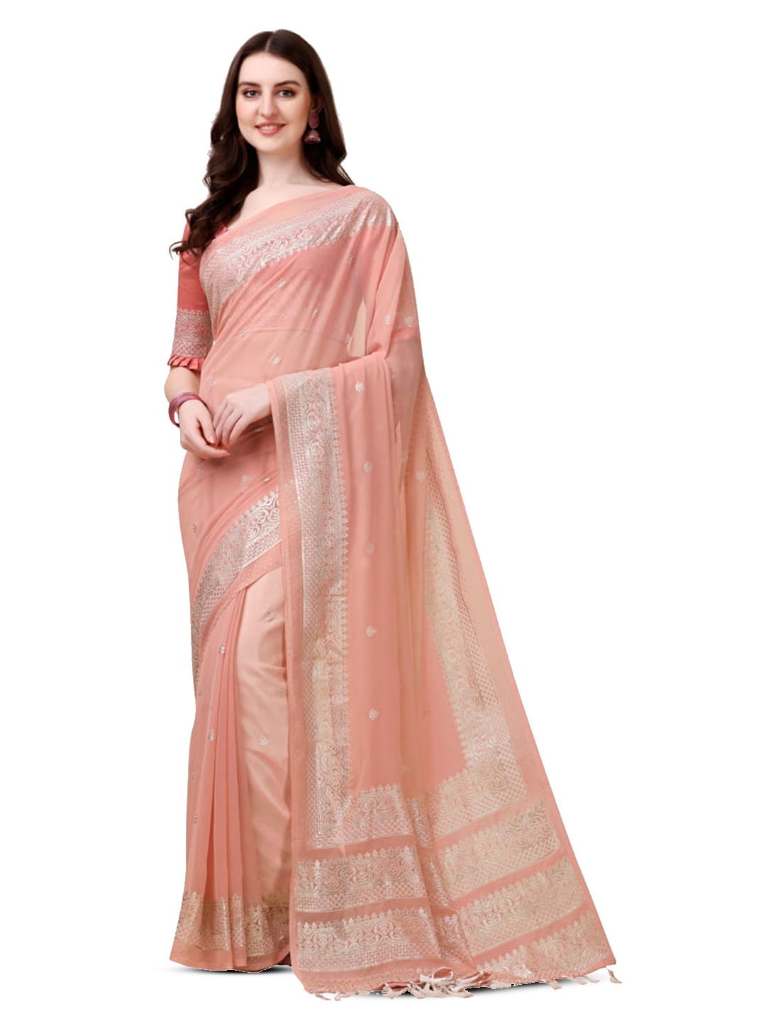 

Marabout Ethnic Motifs Zari Kanjeevaram Saree, Peach