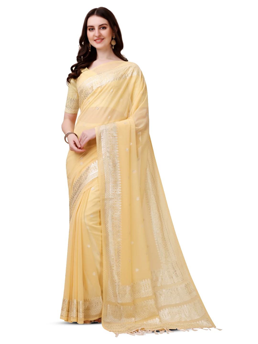 

Marabout Ethnic Motifs Zari Silk Cotton Kanjeevaram Saree, Yellow