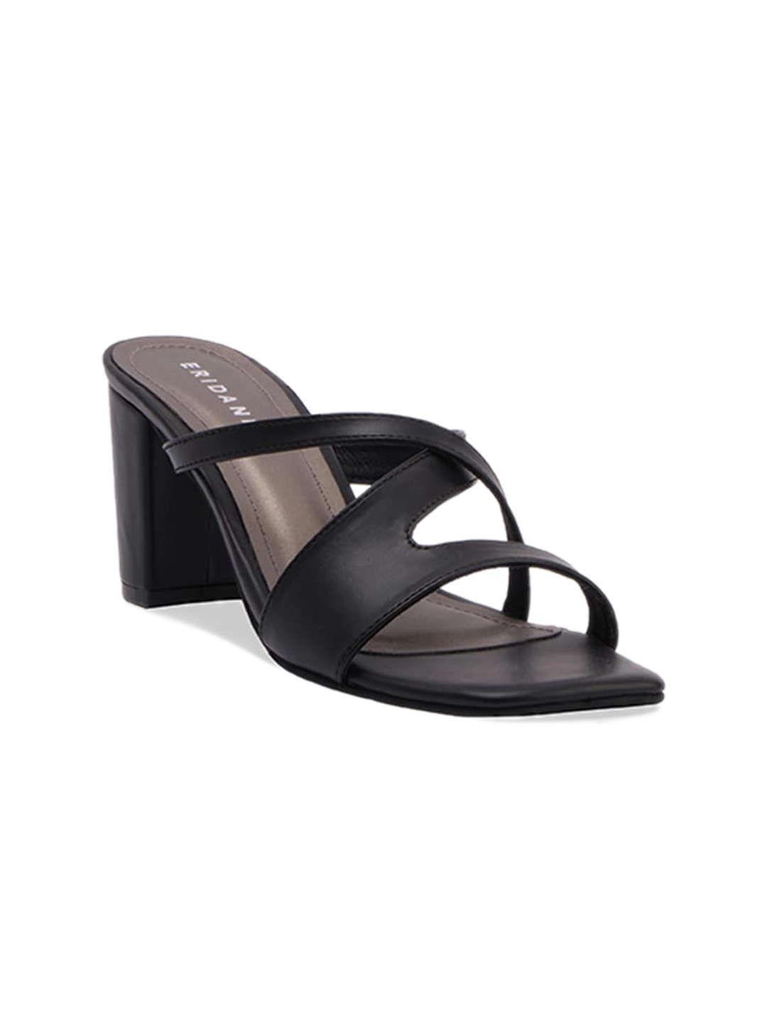 

ERIDANI Open Toe Strappy Block Heels, Black