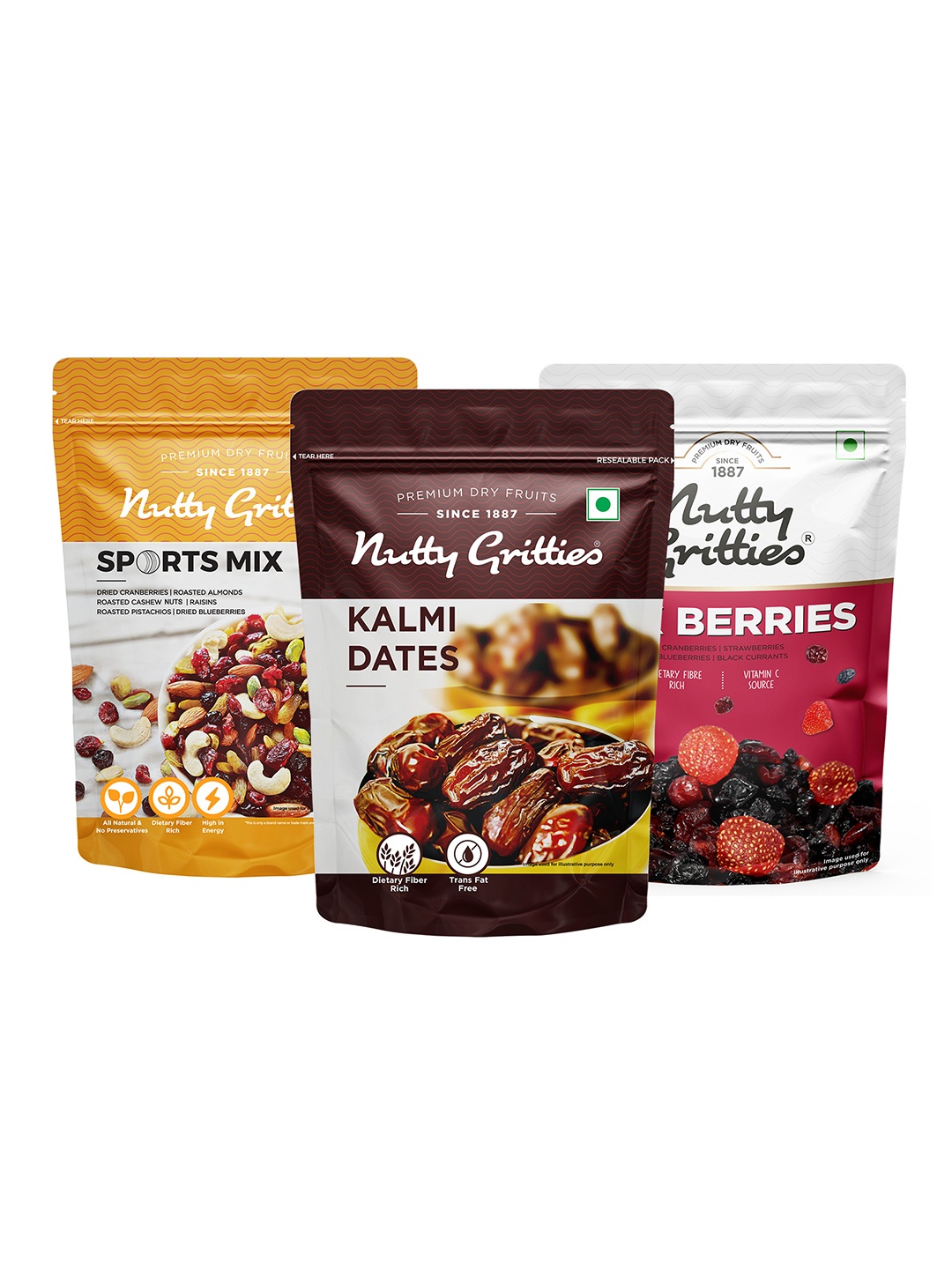 

Nutty Gritties Sport Mix, Mix Berries & Kalmi Dates 900Gm, White