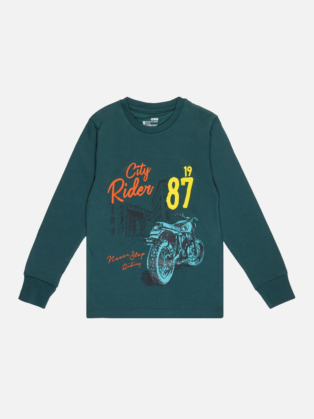

Bodycare Boys Typograhy Printed Round Neck T-shirt, Green