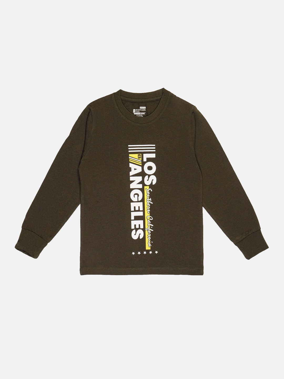 

Bodycare Boys Typography Printed Cotton Applique T-shirt, Olive