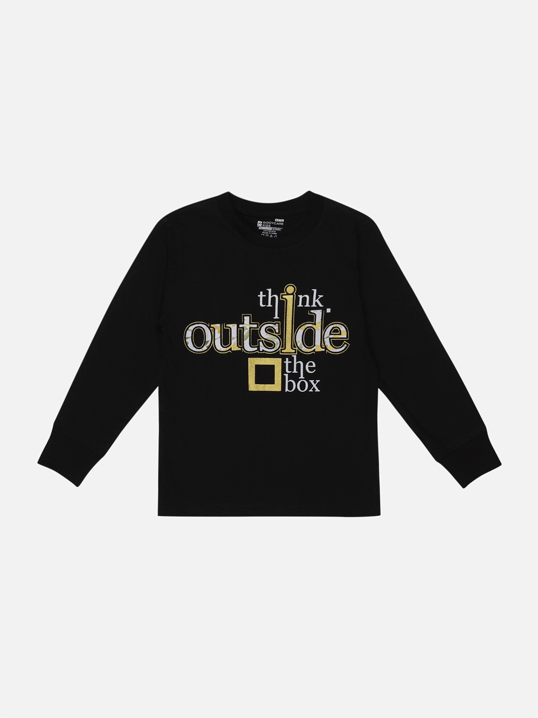 

Bodycare Boys Typography Printed Cotton Applique T-shirt, Black