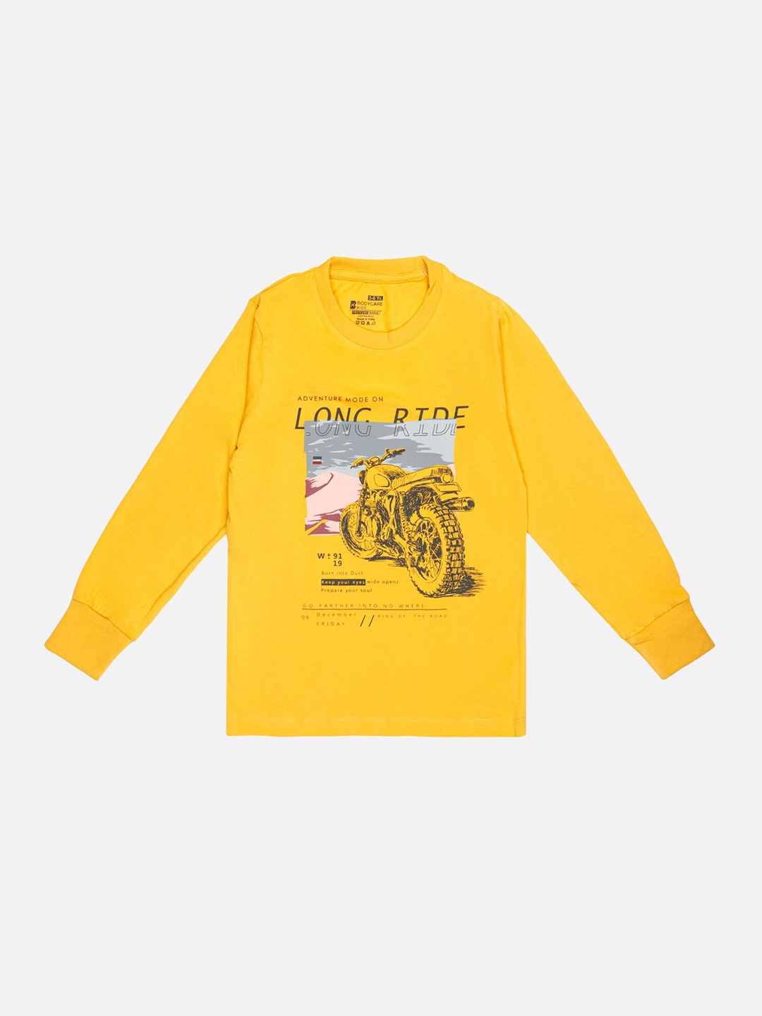 

Bodycare Boys Biker Printed Cotton T-shirt, Mustard